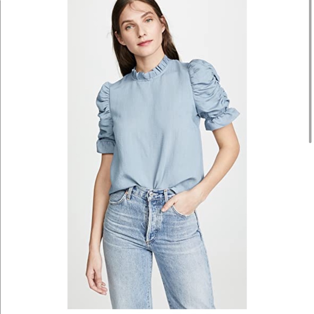 Shopbop Moon River Ruched Sleeve Top